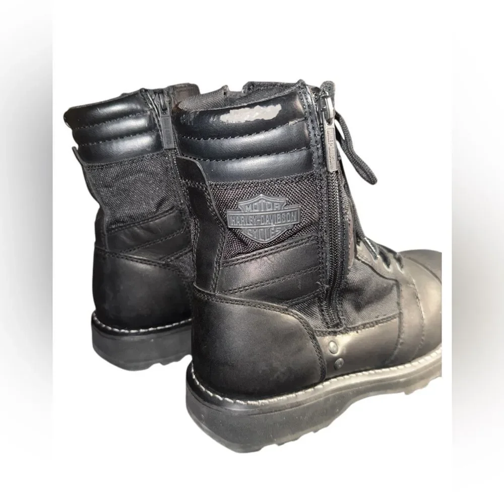 NWOT Harley-Davidson Men's Boxbury Military Zippers Black Men's Lace-Boots 10.5